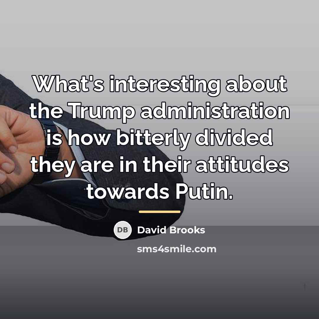 “What's interesting about the Trump administration is how bitterly divided…” quote by David Brooks