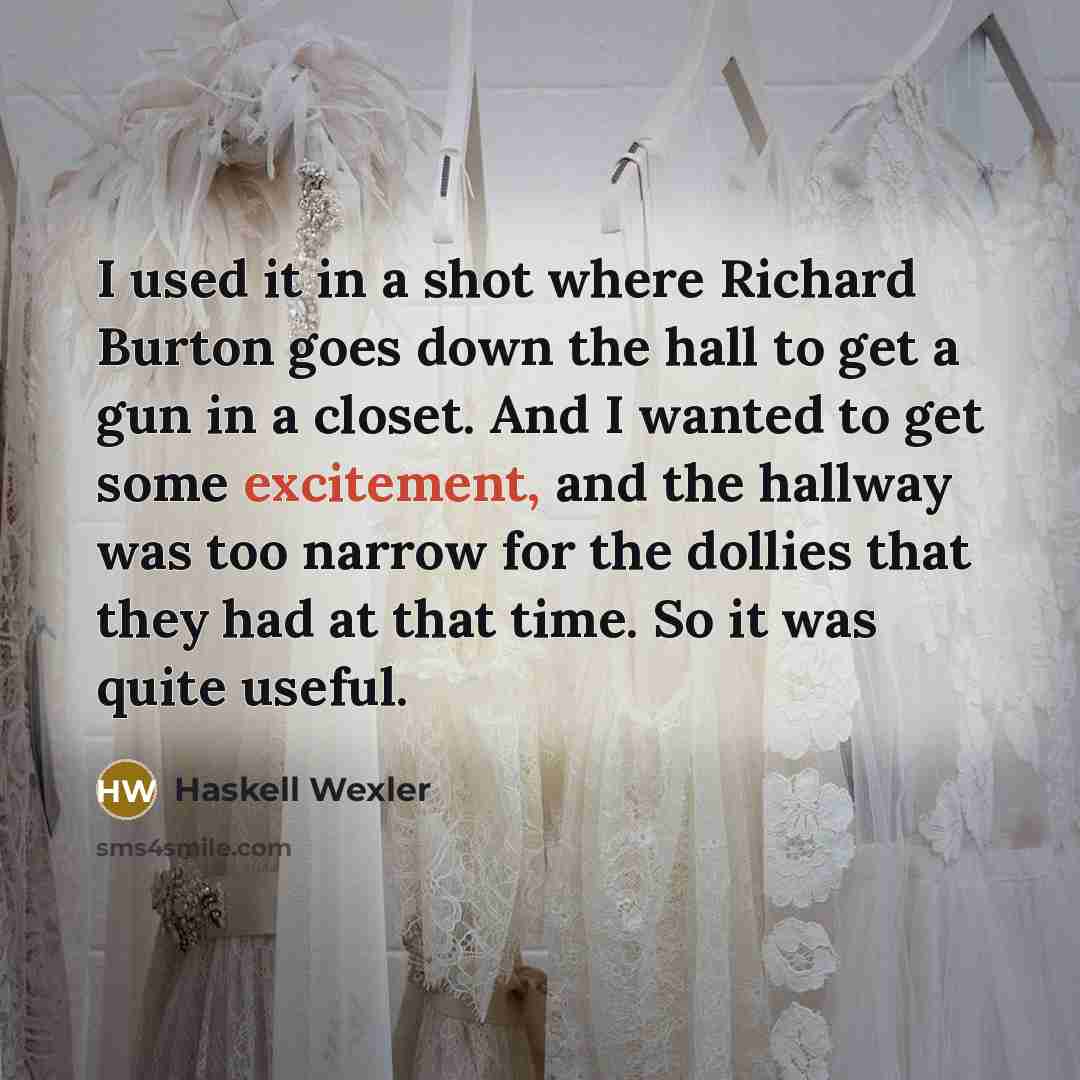 “I used it in a shot where Richard Burton goes…” quote by Haskell Wexler