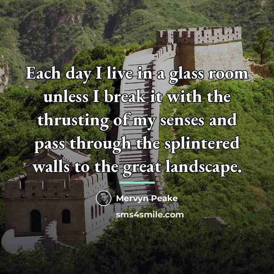 “Each day I live in a glass room unless I…” quote by Mervyn Peake