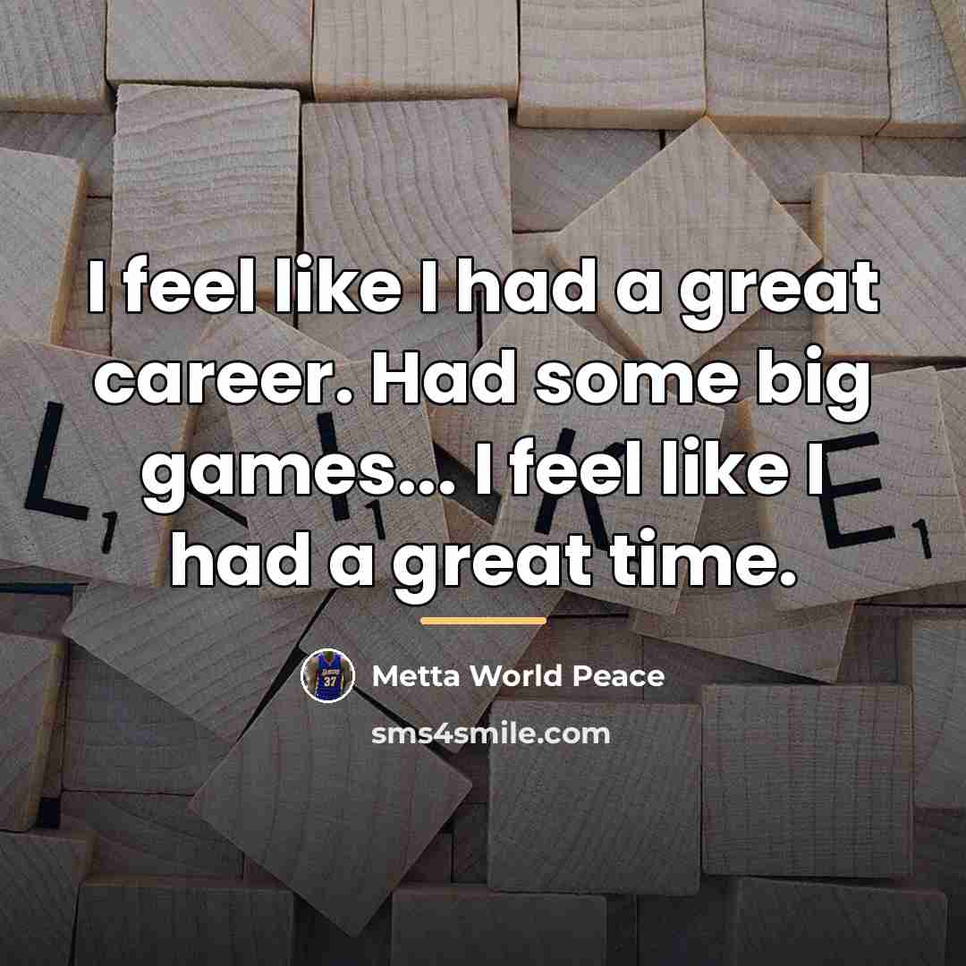 “I feel like I had a great career. Had some…” quote by Metta World Peace