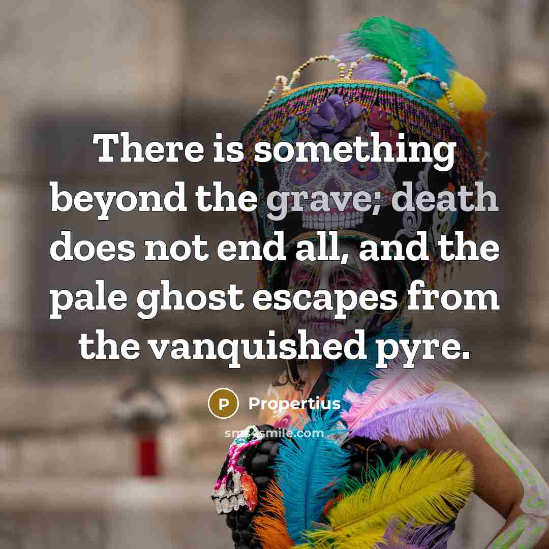 “There is something beyond the grave; death does not end all, and the pale ghost escapes from the vanquished pyre.” quote by Propertius