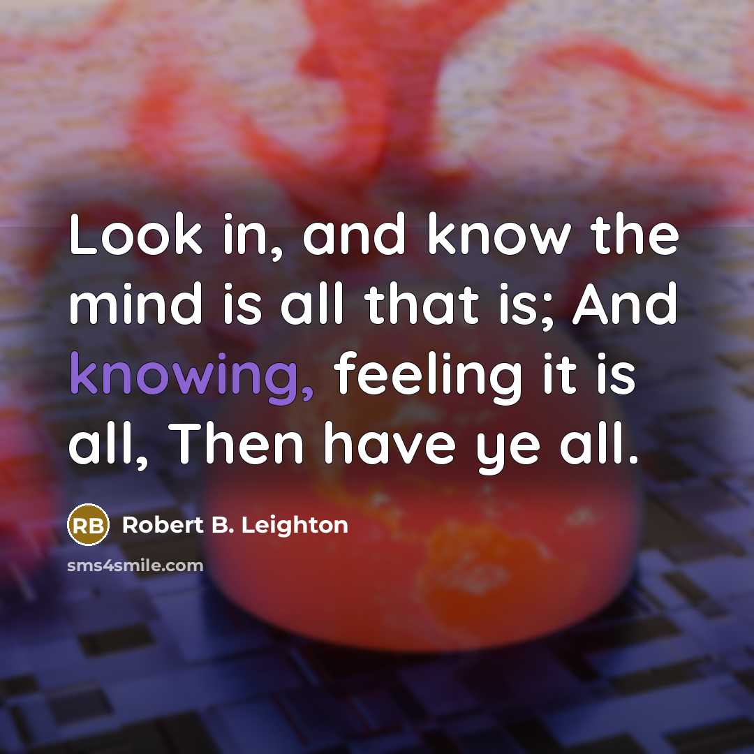 “Look in, and know the mind is all that is;…” quote by Robert B. Leighton