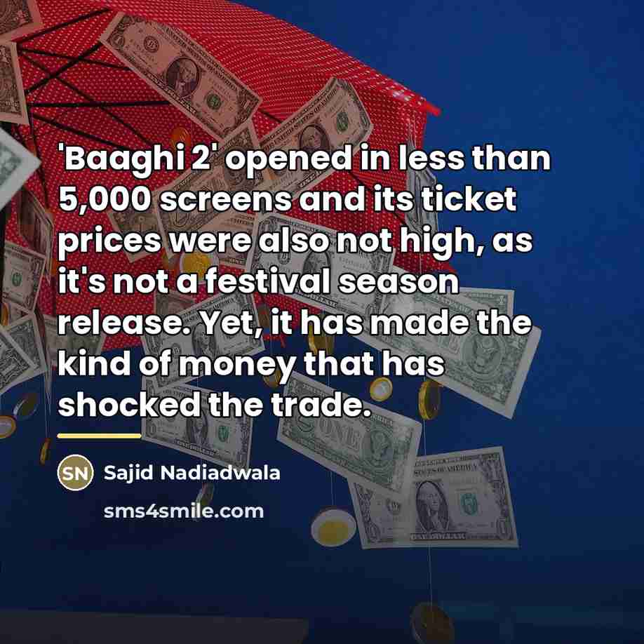 “'Baaghi 2' opened in less than 5,000 screens and its…” quote by Sajid Nadiadwala