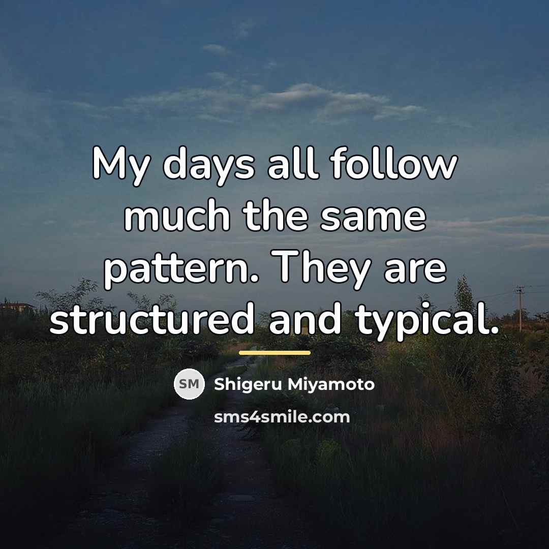 “My days all follow much the same pattern. They are…” quote by Shigeru Miyamoto