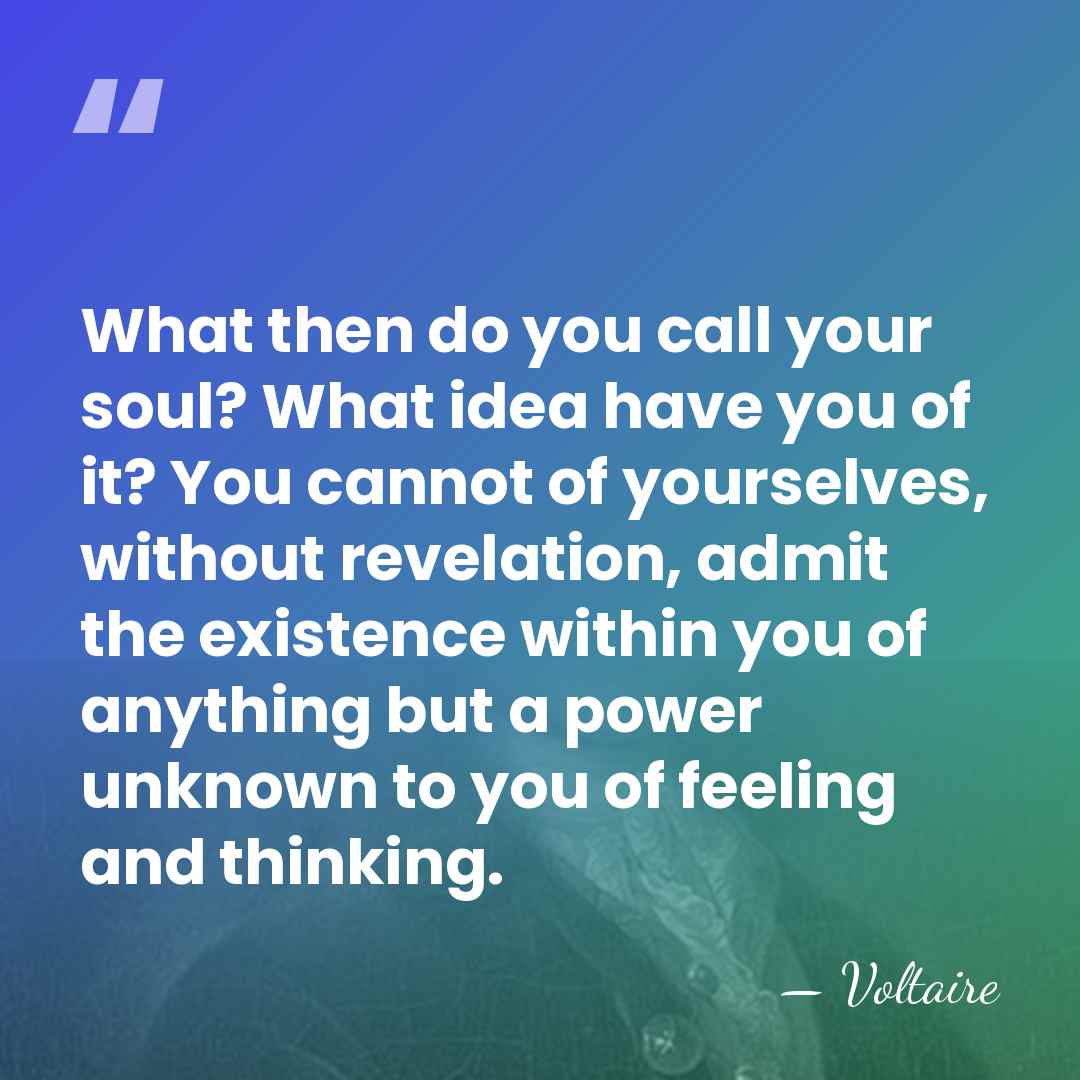 What then do you call your soul? What idea have you of&hellip; - Voltaire