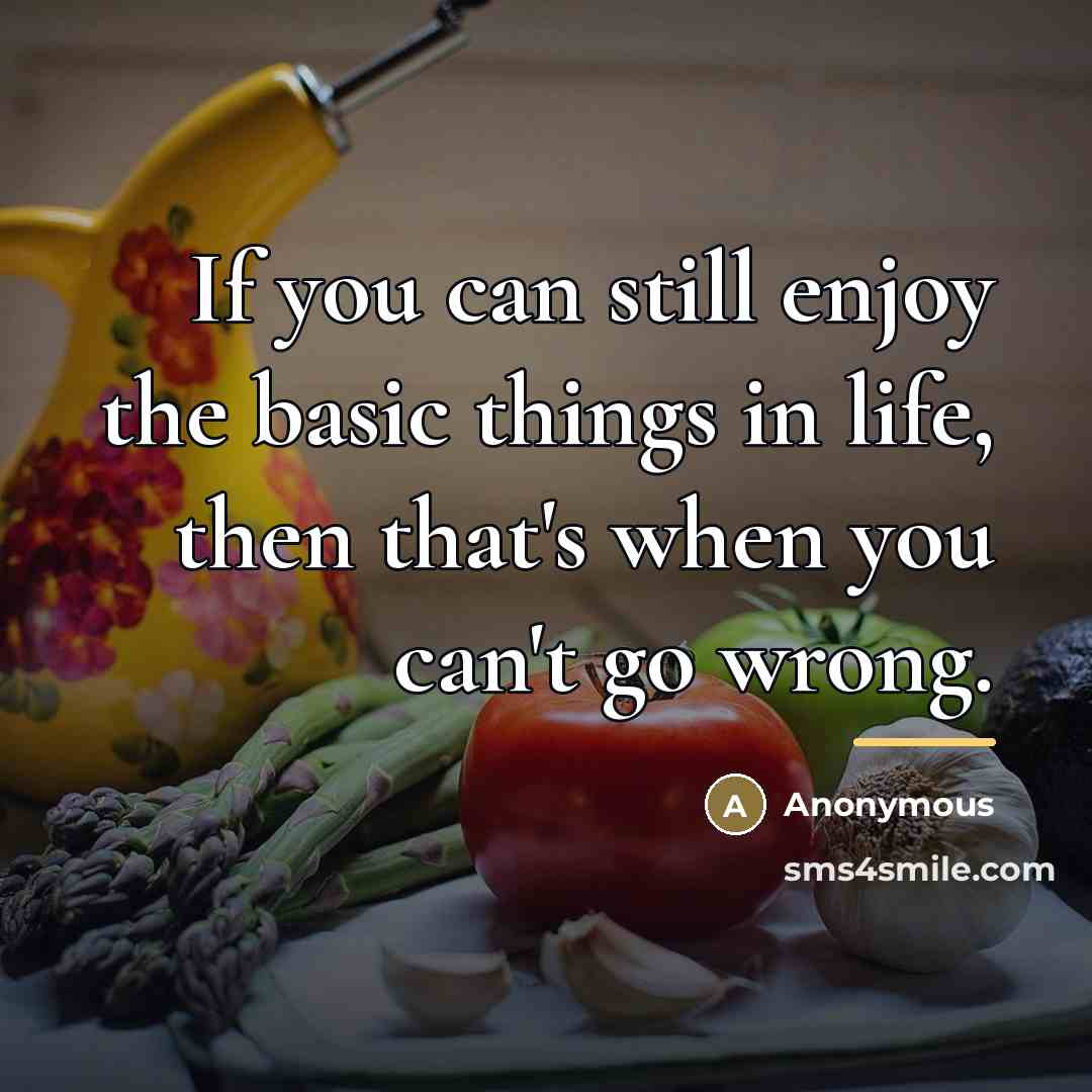 “If you can still enjoy the basic things in life,…” quote by Anonymous