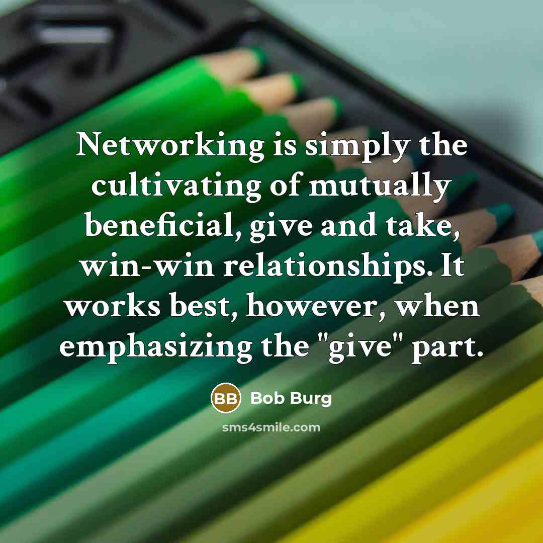 “Networking is simply the cultivating of mutually beneficial, give and…” quote by Bob Burg
