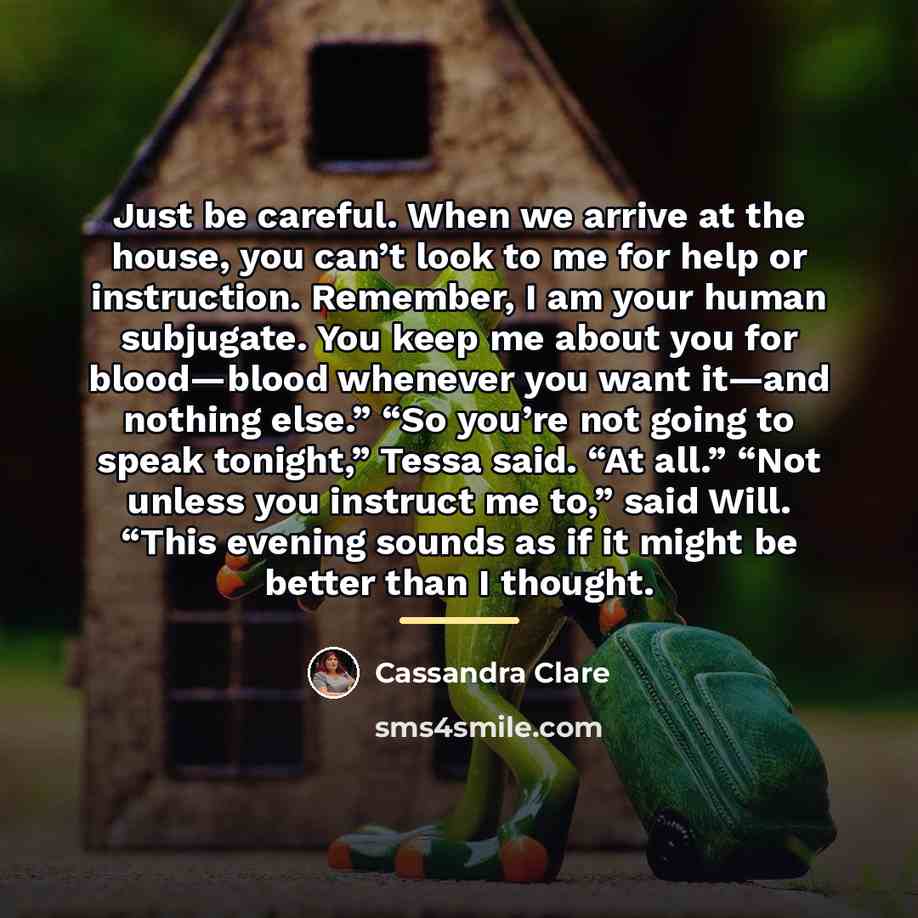 “Just be careful. When we arrive at the house, you…” quote by Cassandra Clare