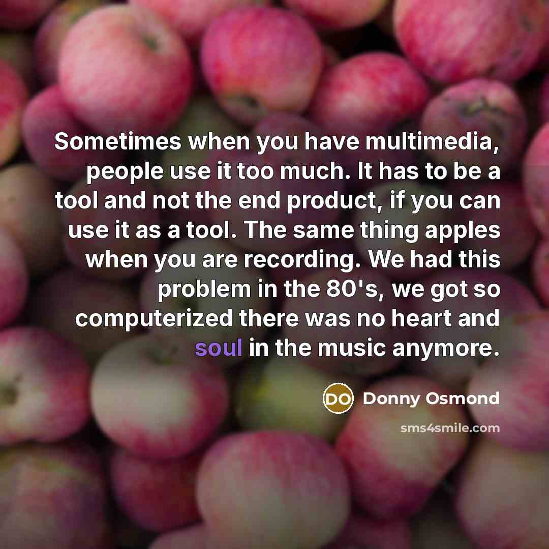 “Sometimes when you have multimedia, people use it too much.…” quote by Donny Osmond