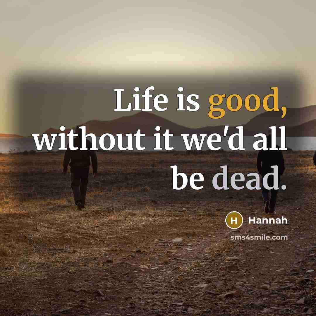 “Life is good, without it we'd all be dead.” quote by Hannah