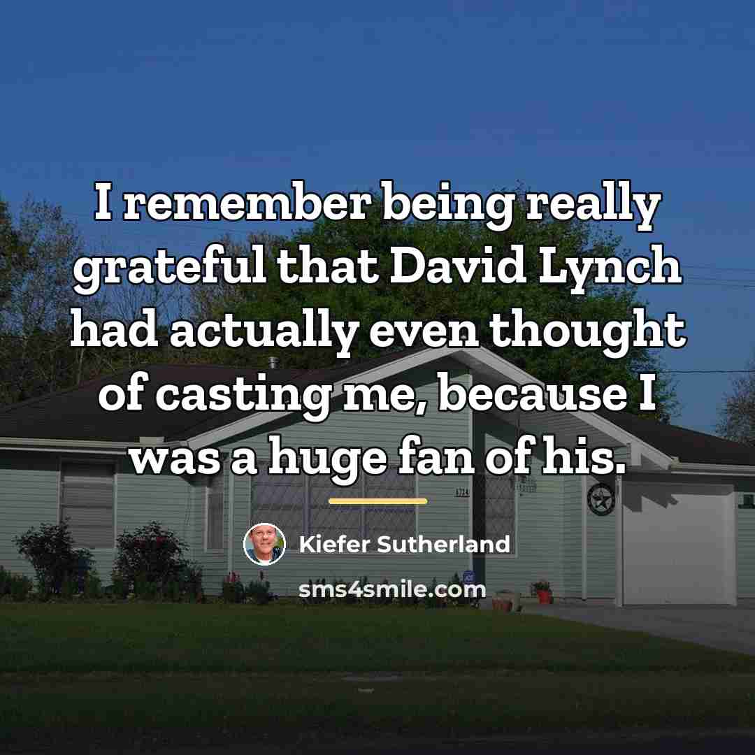 “I remember being really grateful that David Lynch had actually…” quote by Kiefer Sutherland