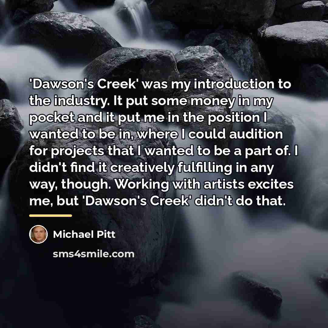 “'Dawson's Creek' was my introduction to the industry. It put…” quote by Michael Pitt