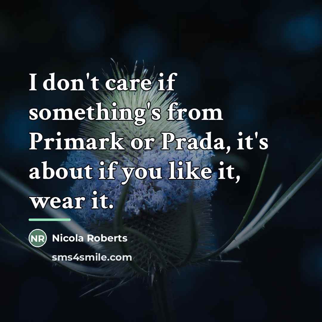 “I don't care if something's from Primark or Prada, it's…” quote by Nicola Roberts