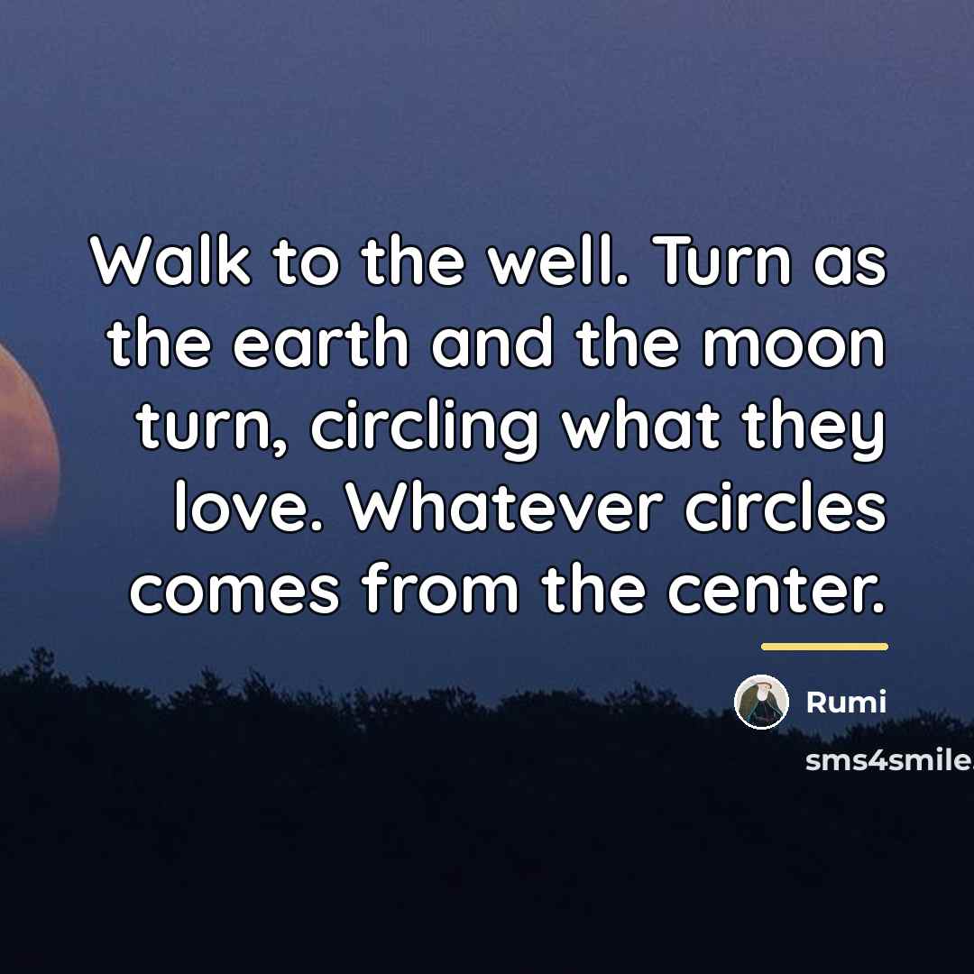 “Walk to the well. Turn as the earth and the…” quote by Rumi
