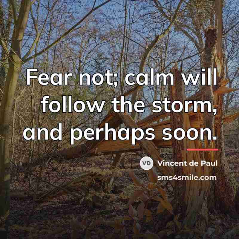“Fear not; calm will follow the storm, and perhaps soon.…” quote by Vincent de Paul