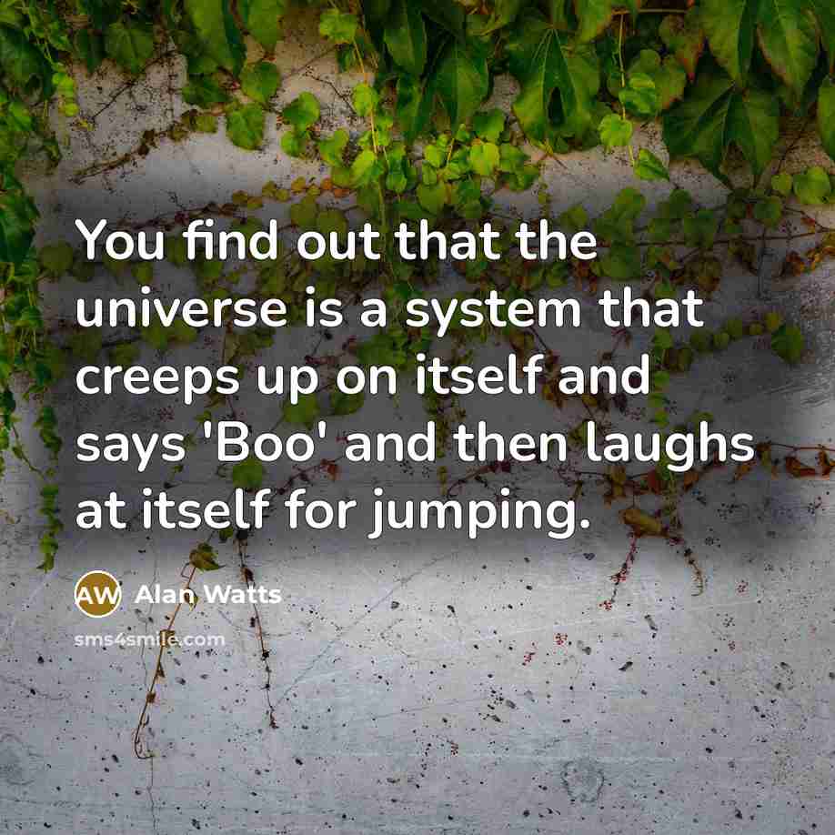 “You find out that the universe is a system that…” quote by Alan Watts