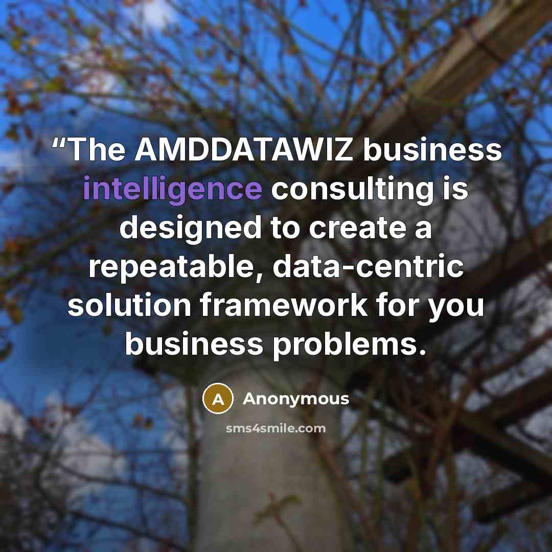 ““The AMDDATAWIZ business intelligence consulting is designed to create a repeatable, data-centric solution framework for you business problems.” quote by Anonymous