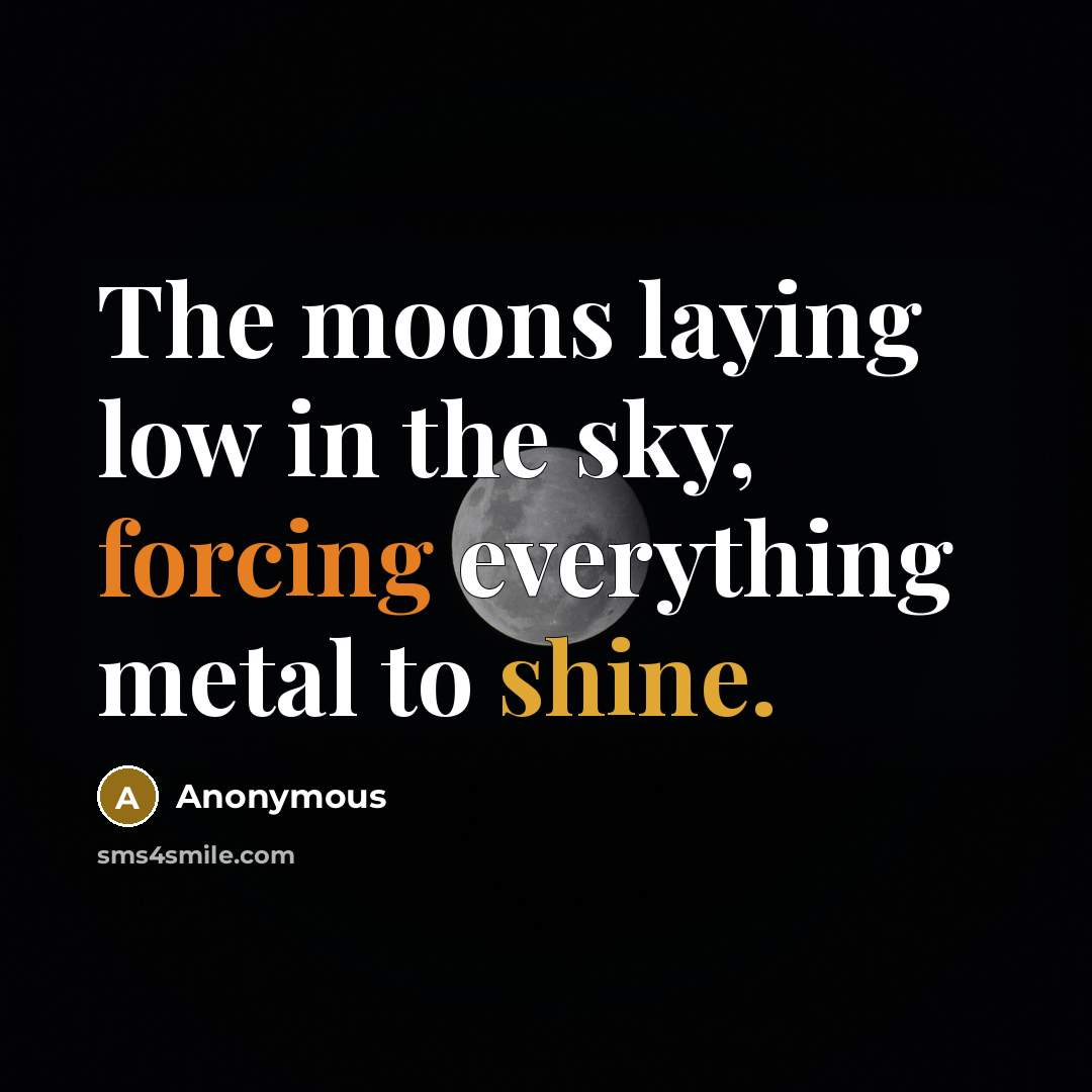 “The moons laying low in the sky, forcing everything metal to shine.” quote by Anonymous