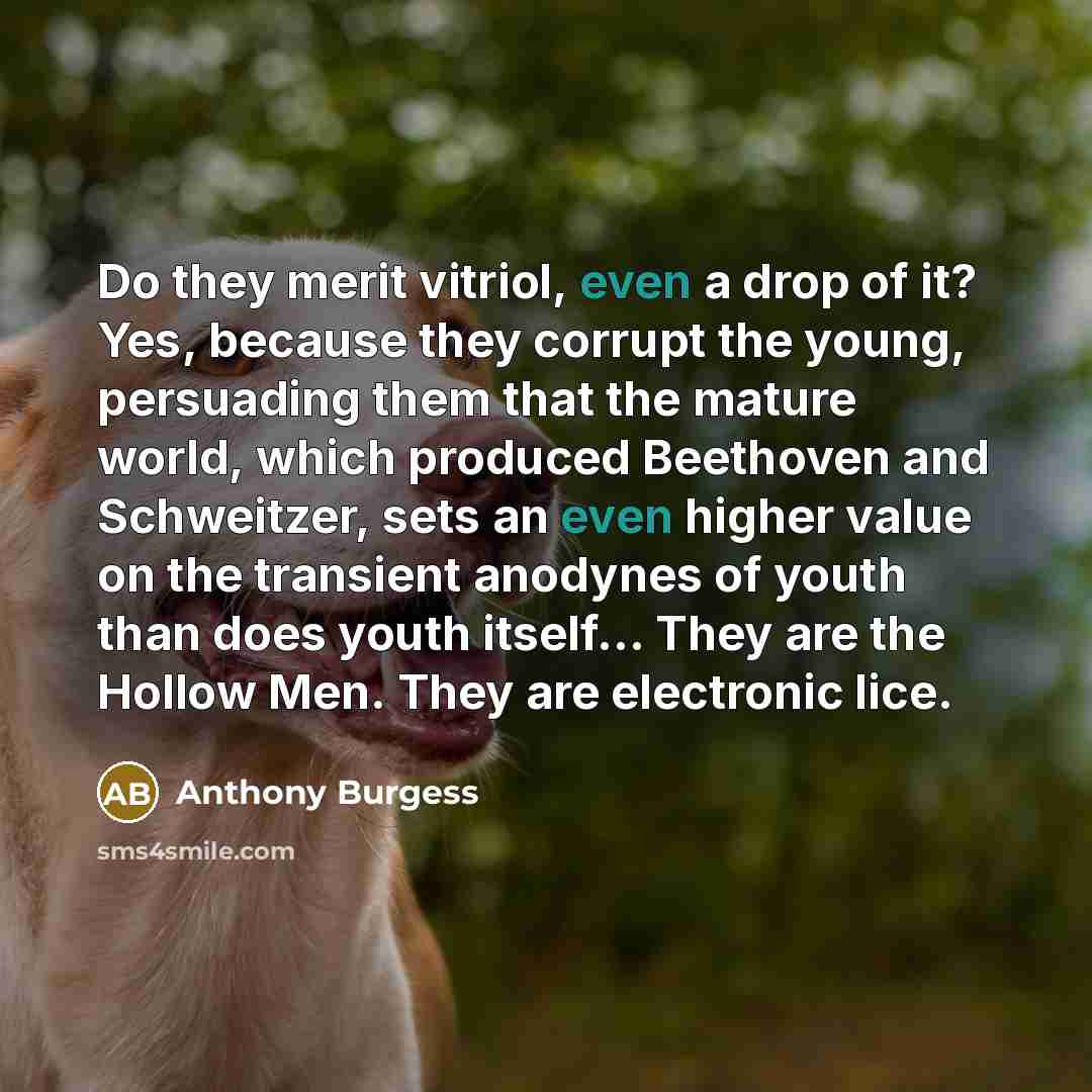 “Do they merit vitriol, even a drop of it? Yes,…” quote by Anthony Burgess