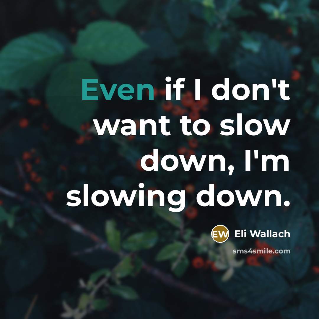 “Even if I don't want to slow down, I'm slowing…” quote by Eli Wallach