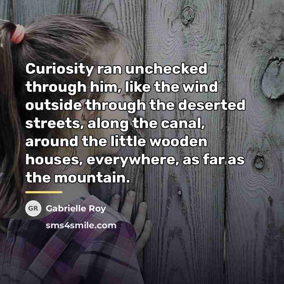 “Curiosity ran unchecked through him, like the wind outside through…” quote by Gabrielle Roy