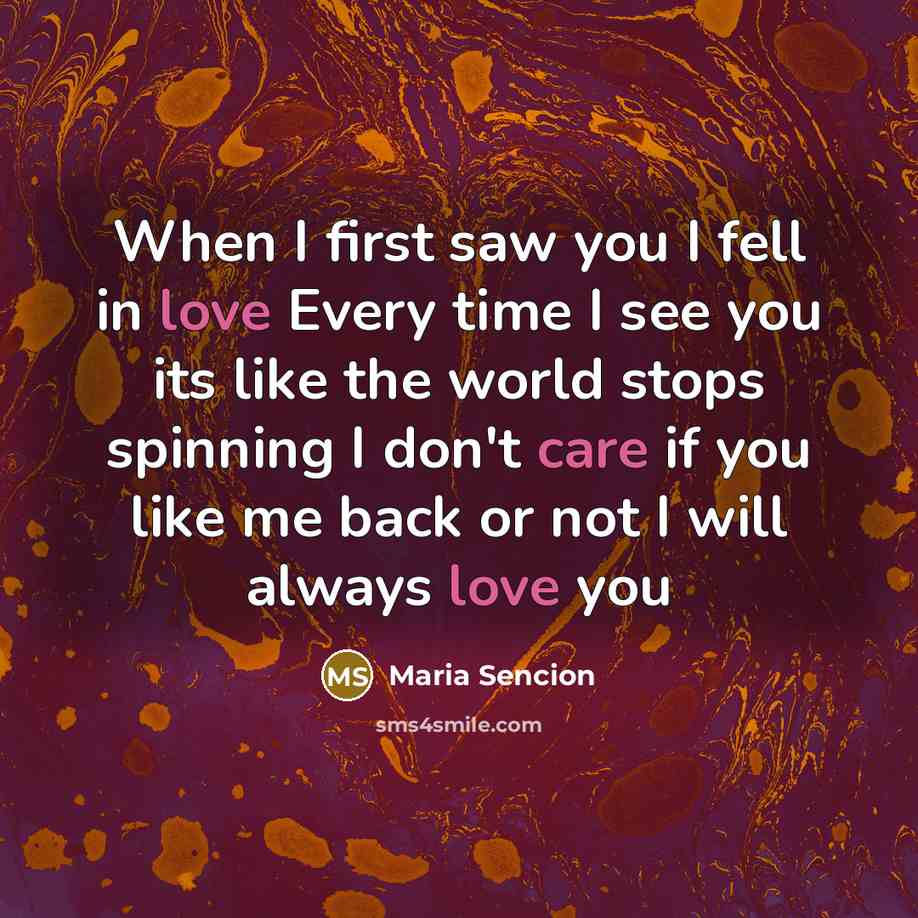 “When I first saw you I fell in love Every…” quote by Maria Sencion