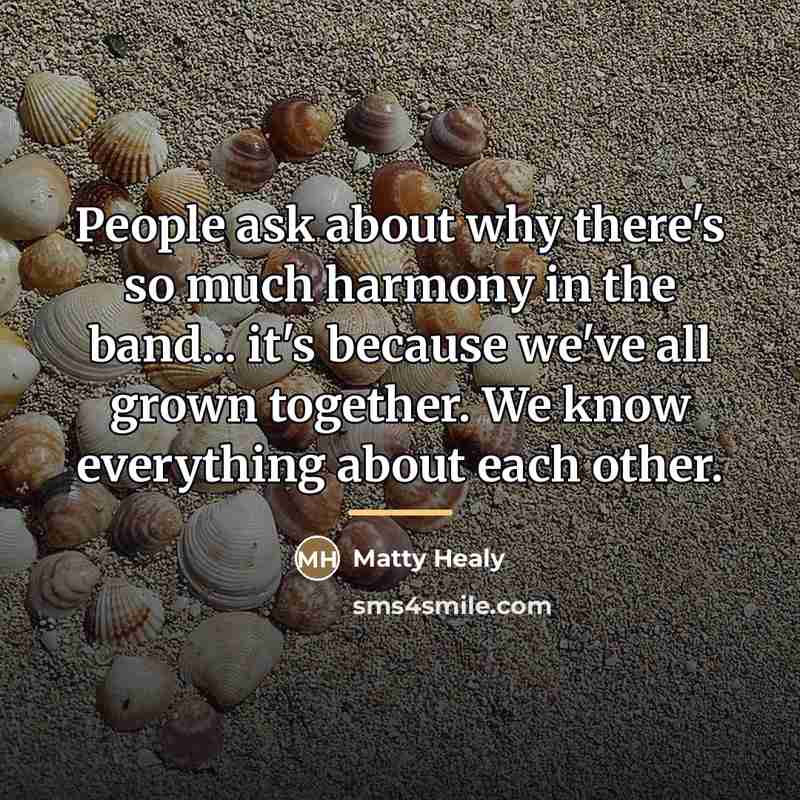 “People ask about why there's so much harmony in the…” quote by Matty Healy