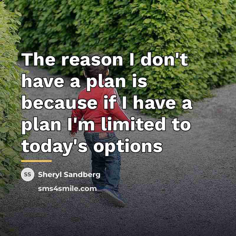 “The reason I don't have a plan is because if…” quote by Sheryl Sandberg