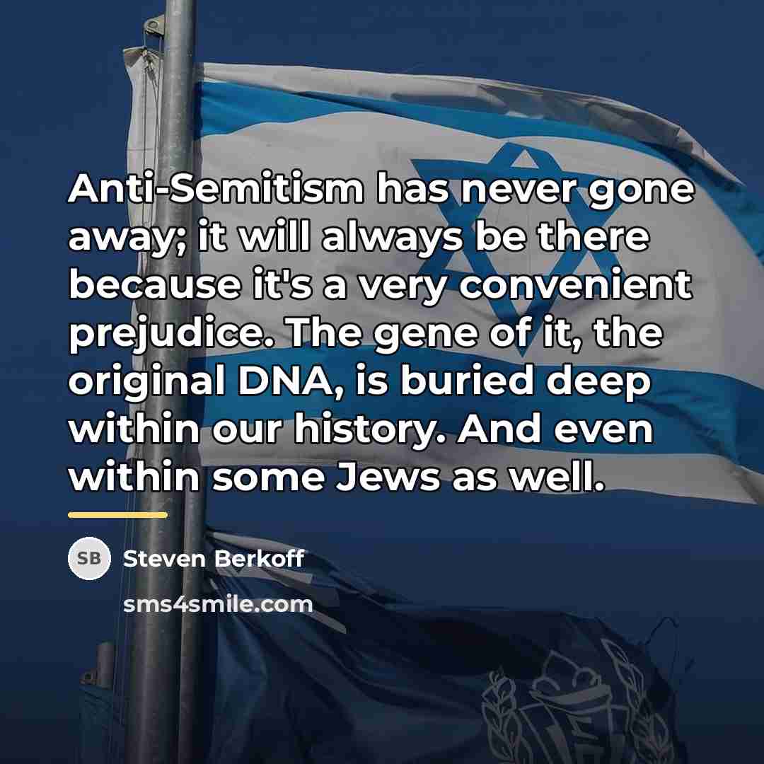 “Anti-Semitism has never gone away; it will always be there…” quote by Steven Berkoff