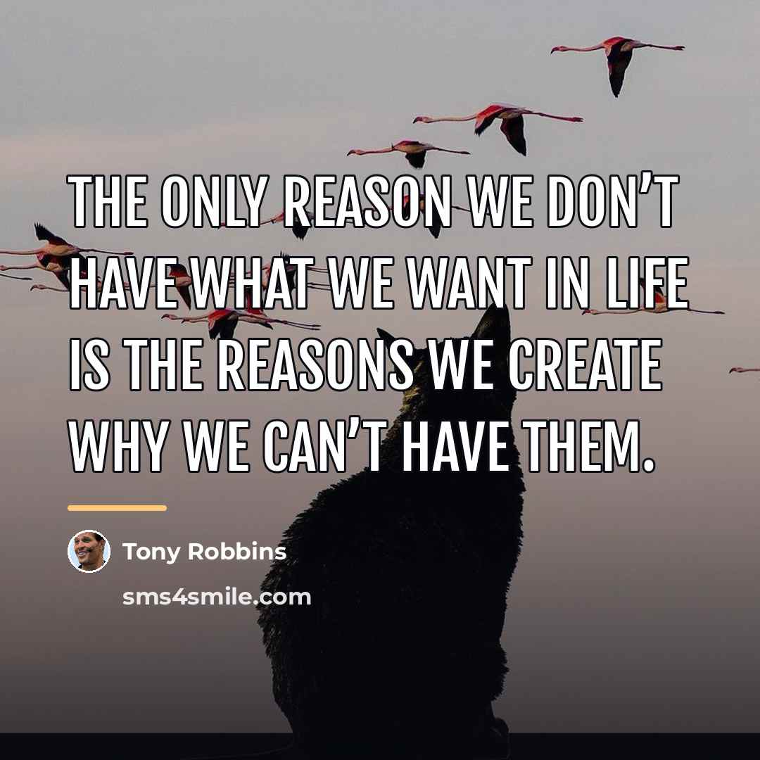 “The only reason we don’t have what we want in…” quote by Tony Robbins