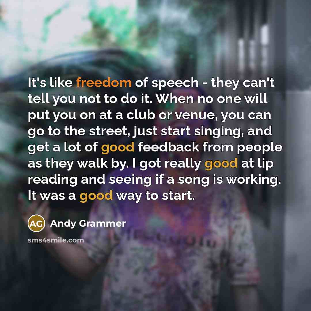 “It's like freedom of speech - they can't tell you…” quote by Andy Grammer