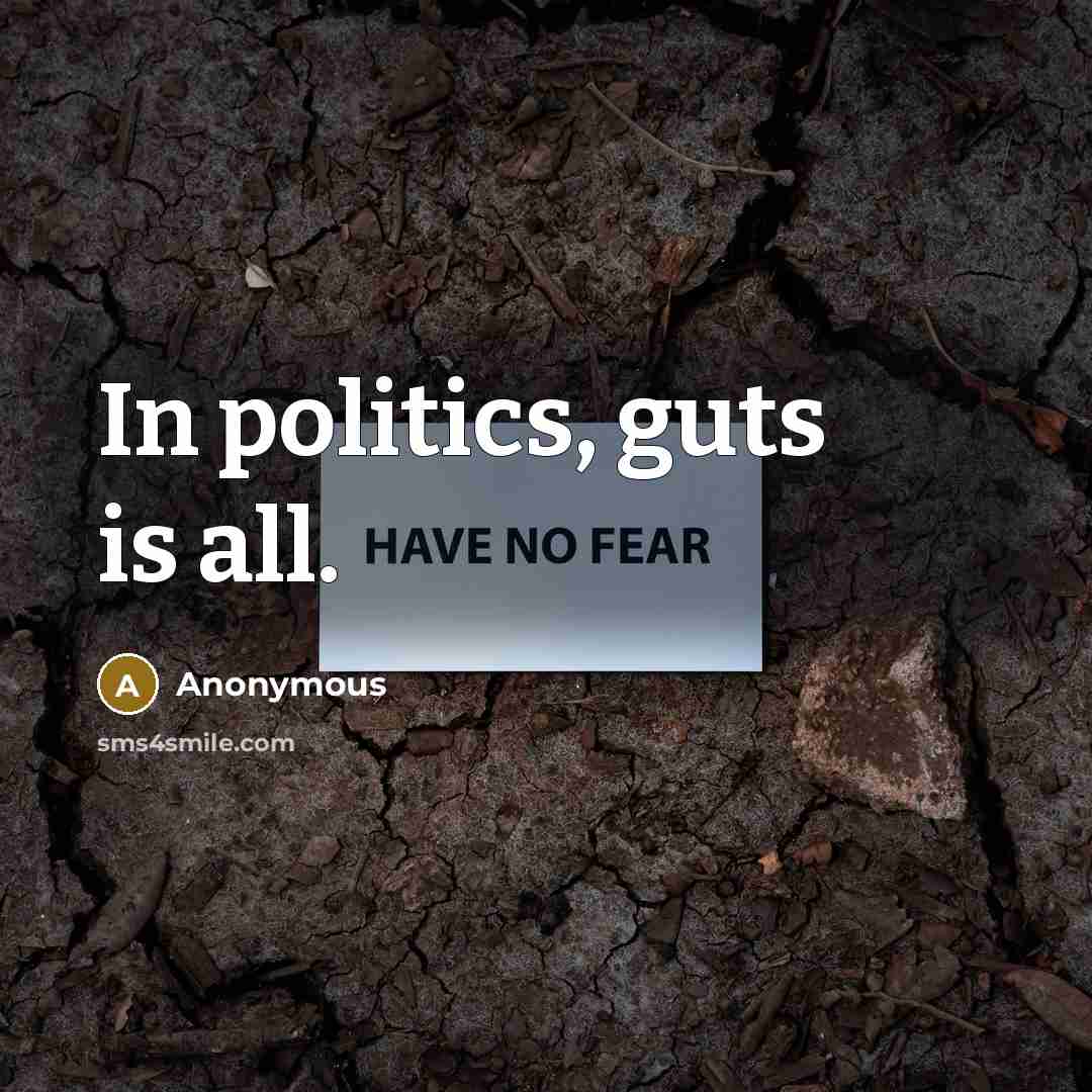 “In politics, guts is all.…” quote by Anonymous