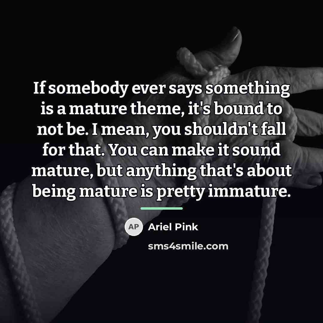 “If somebody ever says something is a mature theme, it's…” quote by Ariel Pink