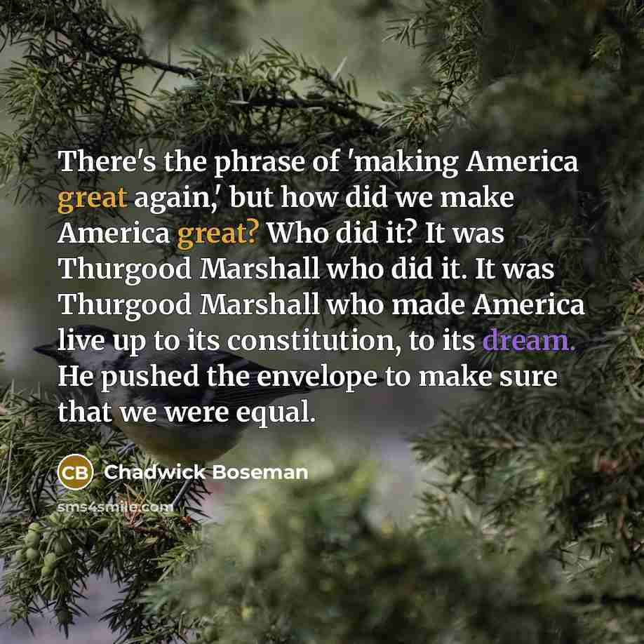 “There's the phrase of 'making America great again,' but how…” quote by Chadwick Boseman