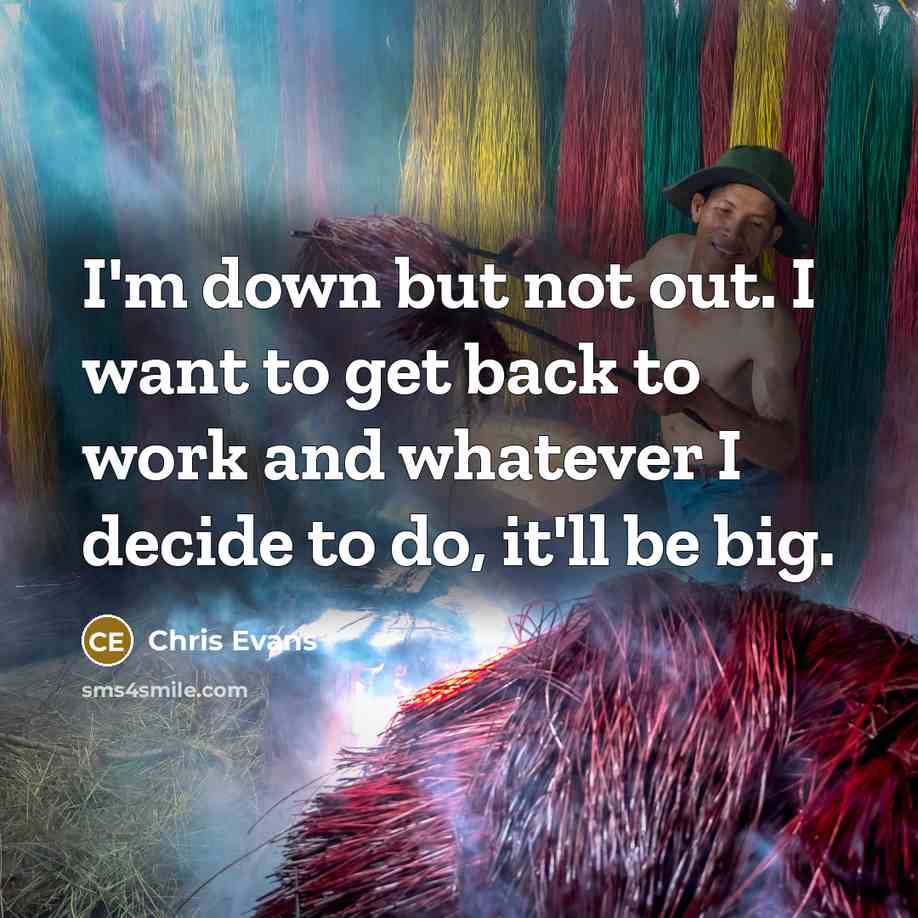 “I'm down but not out. I want to get back to work and whatever I decide to do, it'll be big.” quote by Chris Evans
