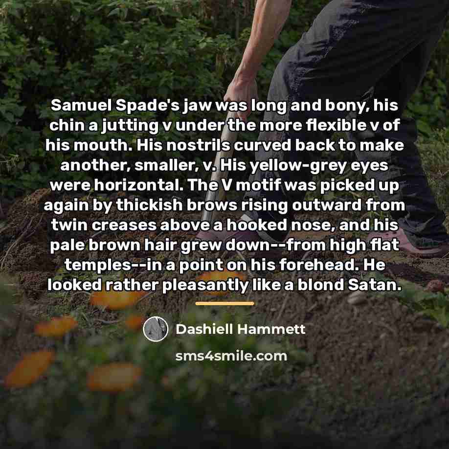 “Samuel Spade's jaw was long and bony, his chin a…” quote by Dashiell Hammett