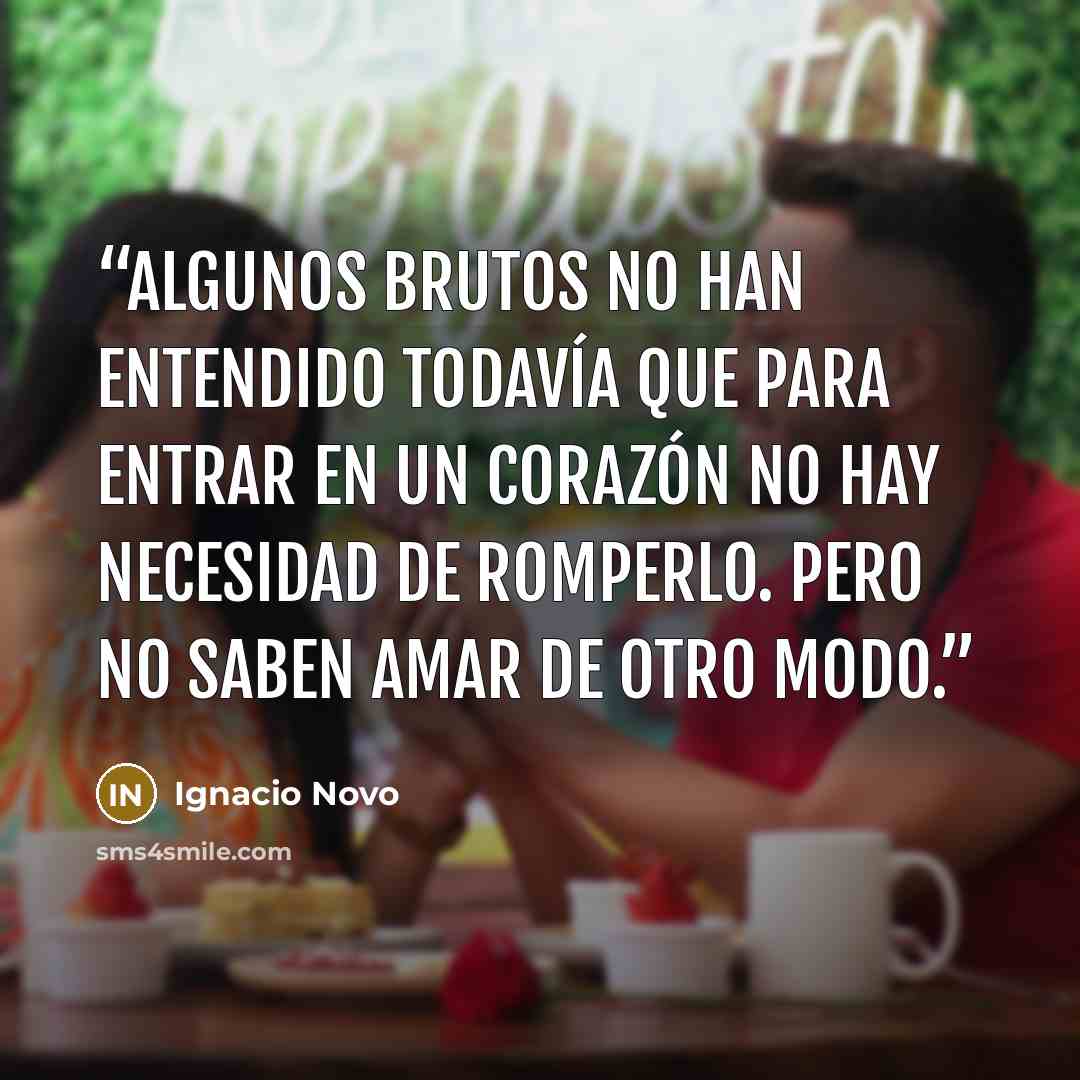 “Algunos brutos no han entendido todavía que para entrar en un corazón no hay necesidad de romperlo. Pero no saben amar de otro modo.” quote by Ignacio Novo