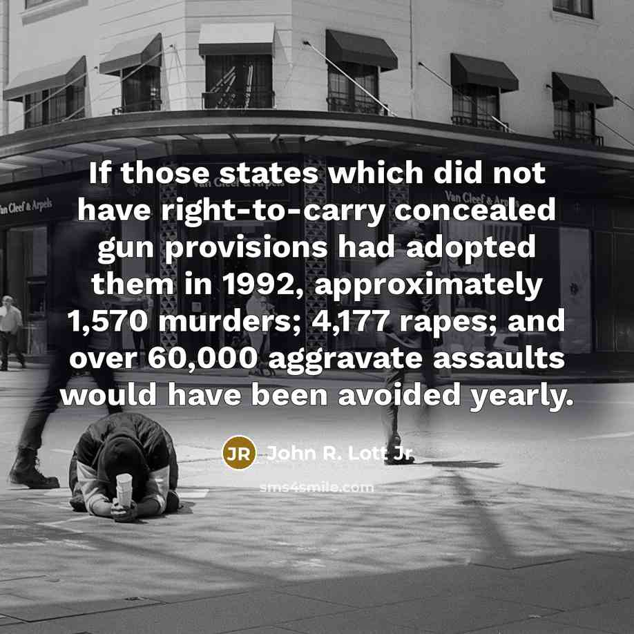 “If those states which did not have right-to-carry concealed gun…” quote by John R. Lott Jr