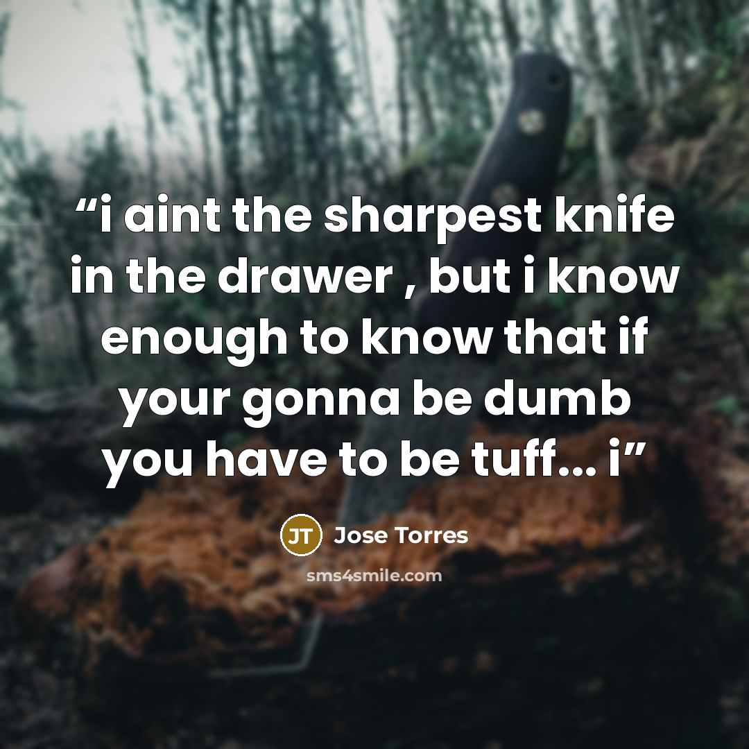 “i aint the sharpest knife in the drawer , but i know enough to know that if your gonna be dumb you have to be tuff... i” quote by Jose Torres