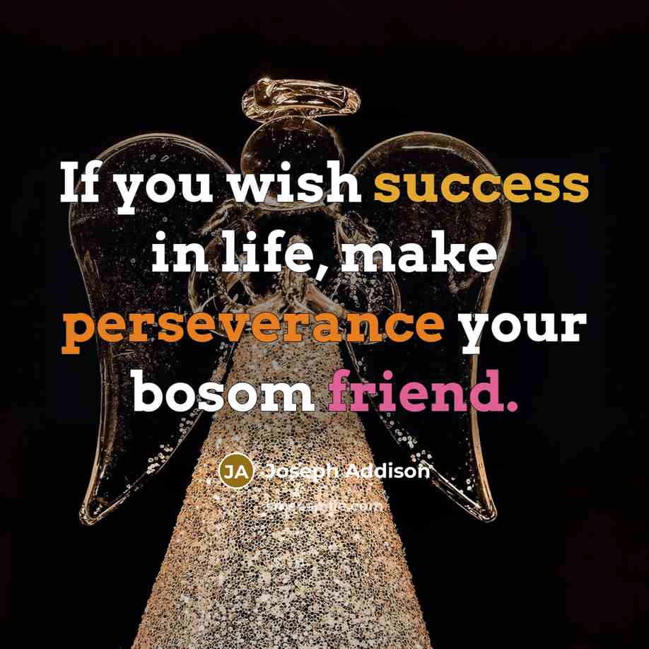 “If you wish success in life, make perseverance your bosom…” quote by Joseph Addison