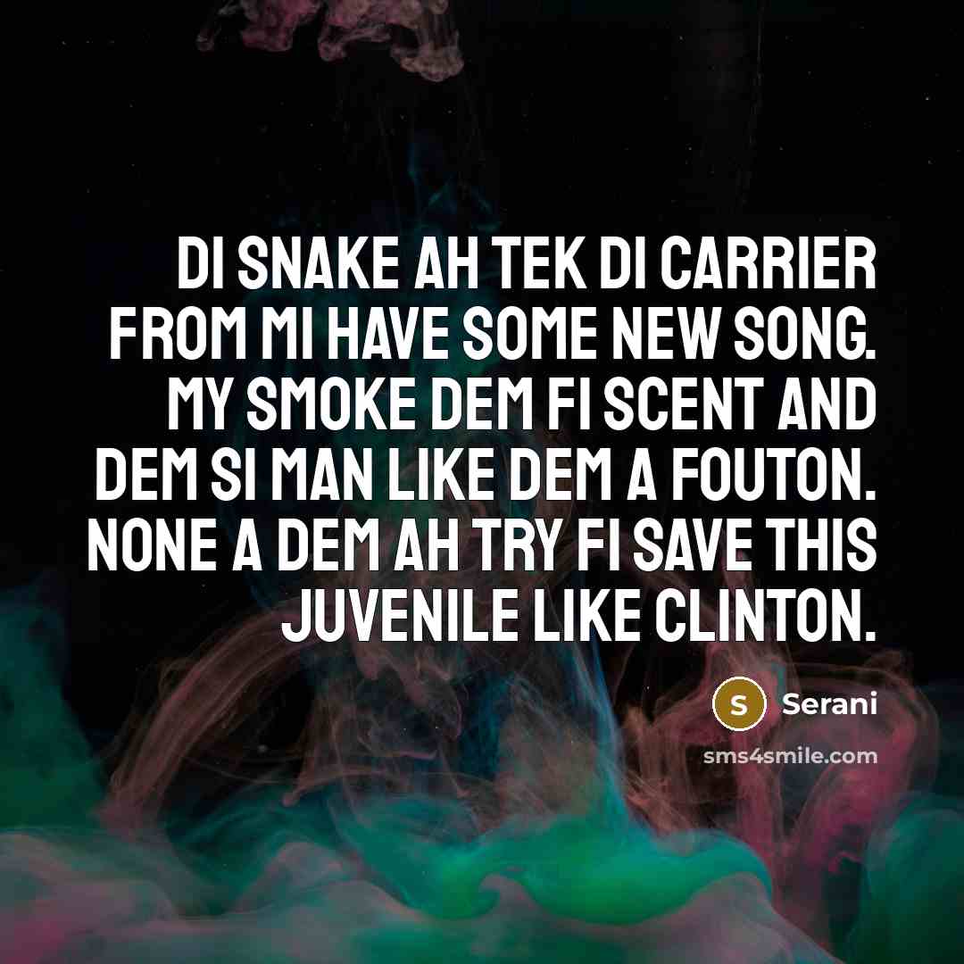 “Di snake ah tek di carrier from mi have some…” quote by Serani