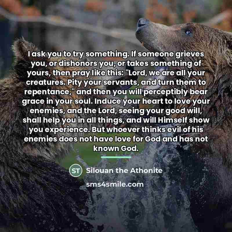 “I ask you to try something. If someone grieves you,…” quote by Silouan the Athonite