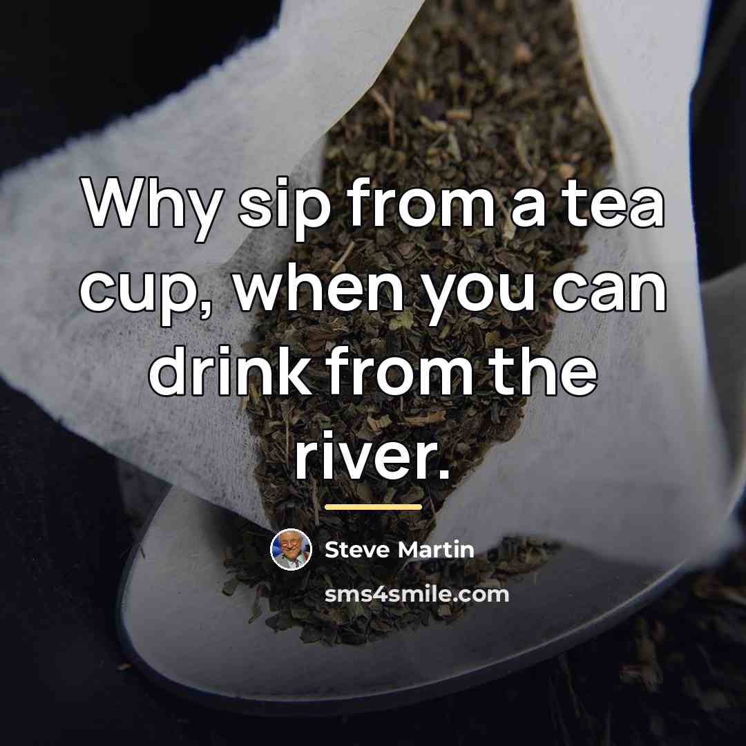 “Why sip from a tea cup, when you can drink…” quote by Steve Martin