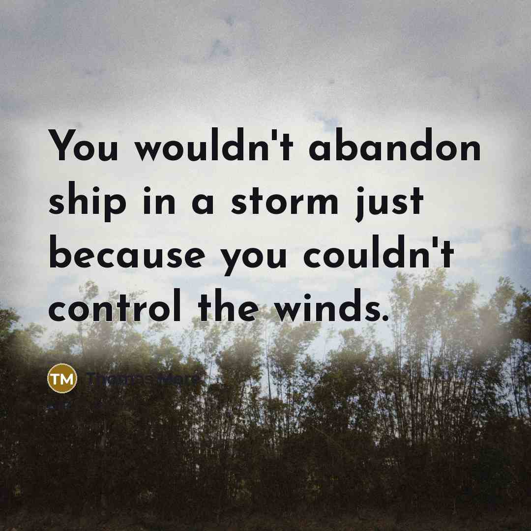 “You wouldn't abandon ship in a storm just because you…” quote by Thomas More