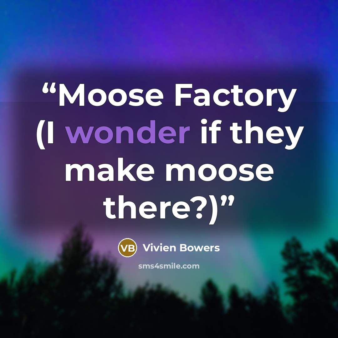 “Moose Factory (I wonder if they make moose there?)” quote by Vivien Bowers