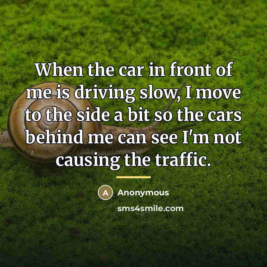 “When the car in front of me is driving slow,…” quote by Anonymous
