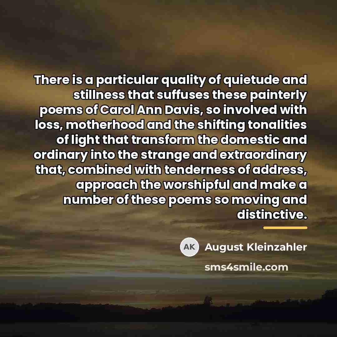 “There is a particular quality of quietude and stillness that…” quote by August Kleinzahler