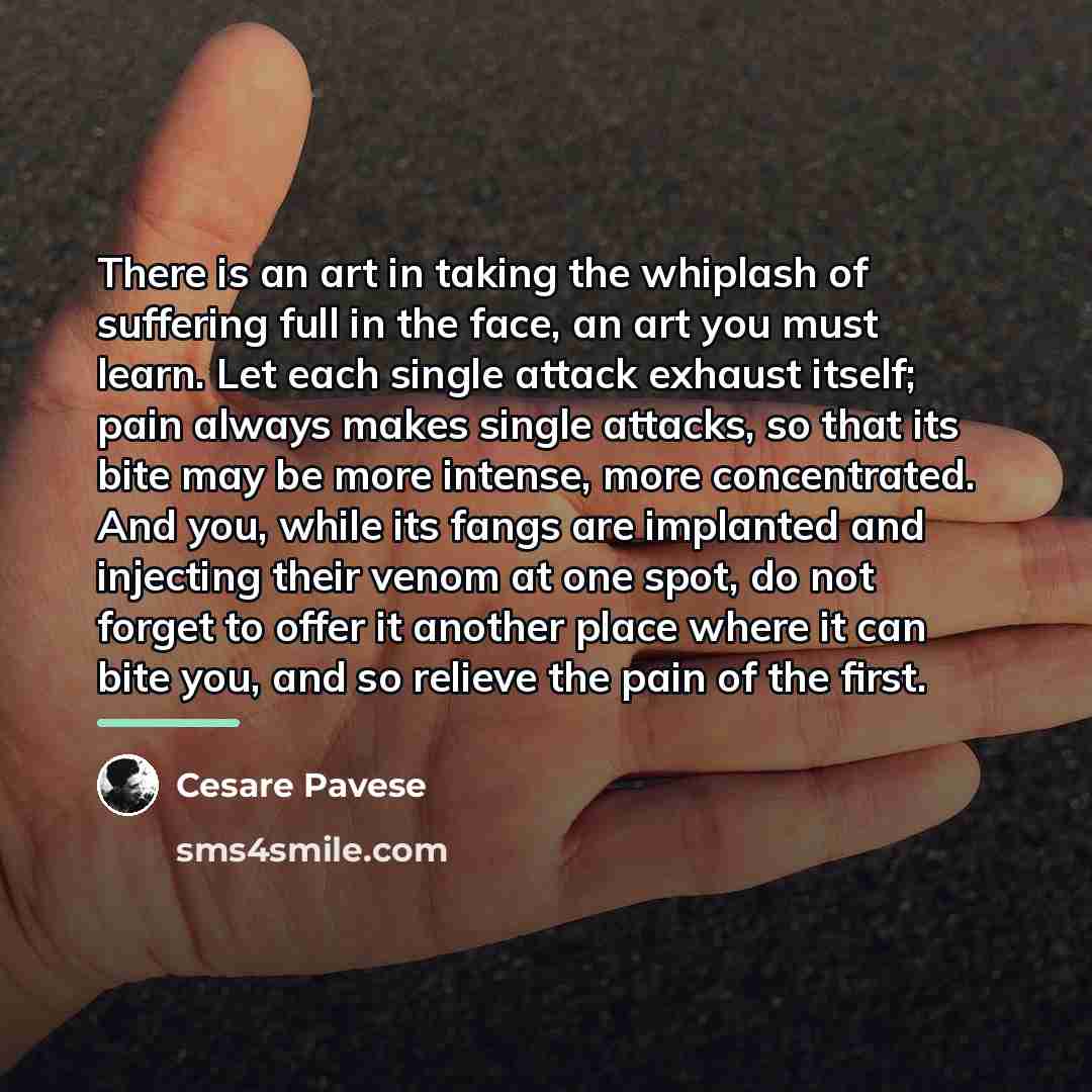 “There is an art in taking the whiplash of suffering…” quote by Cesare Pavese