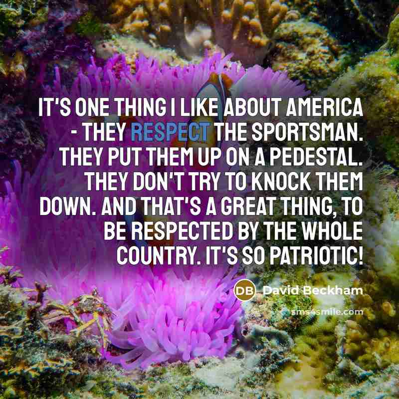 “It's one thing I like about America - they respect…” quote by David Beckham