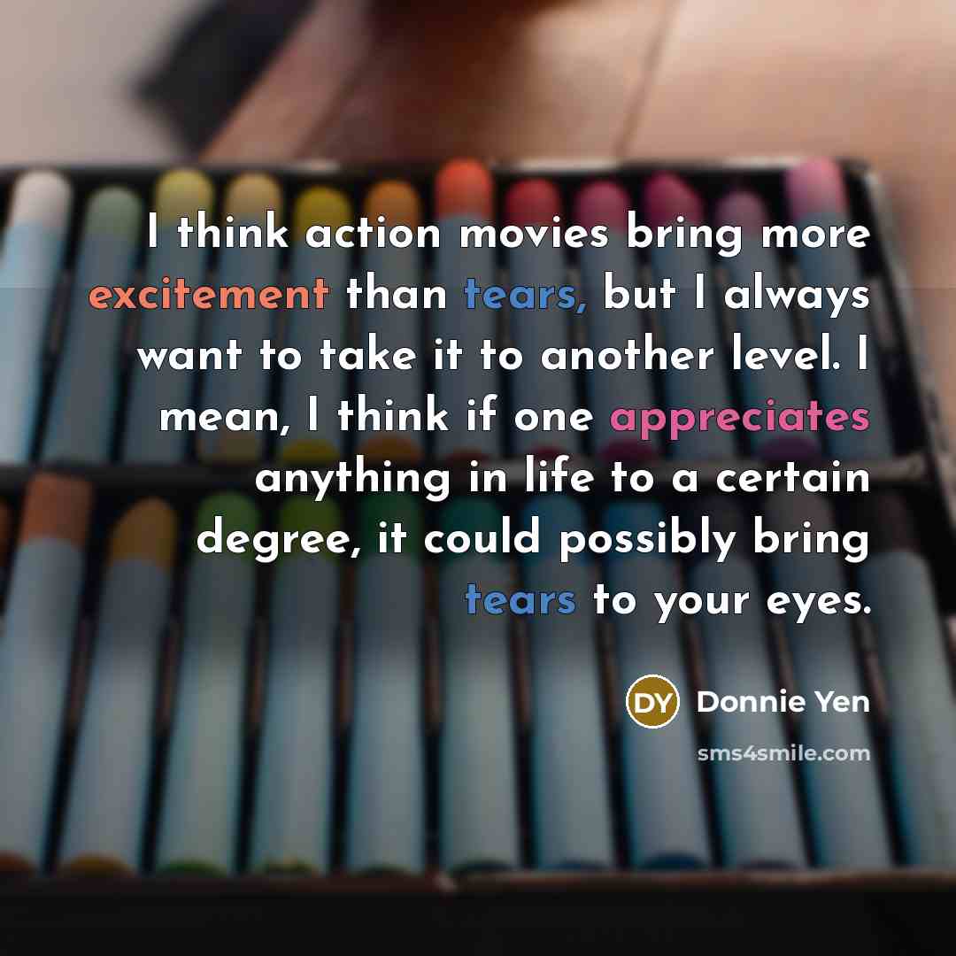 “I think action movies bring more excitement than tears, but…” quote by Donnie Yen